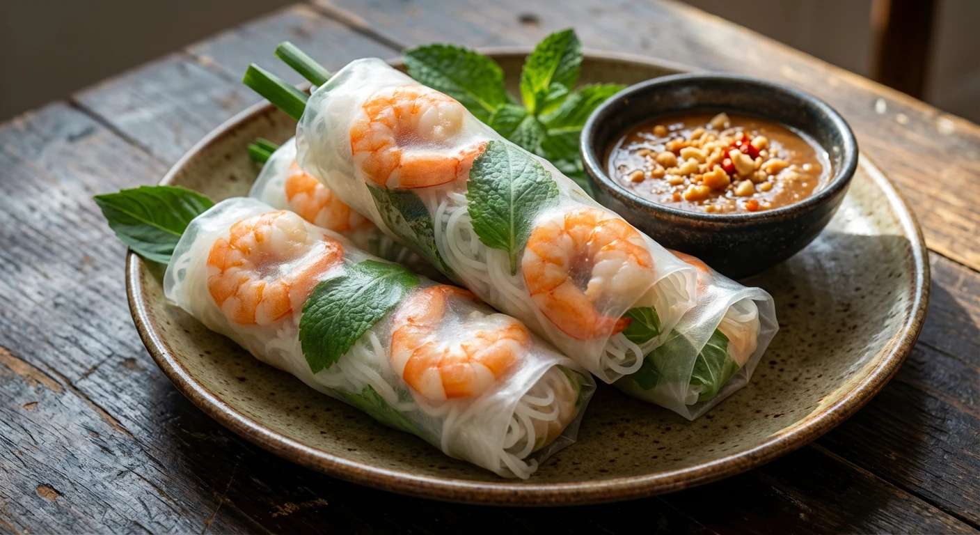 Fresh Rice Paper Rolls with Shrimp